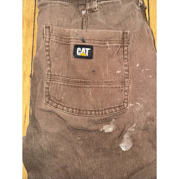 Caterpillar Workwear Pants Brown 32x32 Utility Carpenter Heavy Duty - Picture 2 of 7